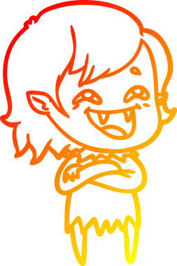 Bir insan tarafından çizilmiş gülen vampir kız çizgi filmi.