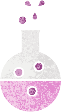 Bir insan tarafından çizilmiş bir kimya tüpünün retro çizim stili karikatürü