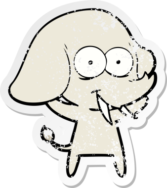 Bir insan tarafından çizilmiş mutlu bir filin sıkıntılı çıkartması.