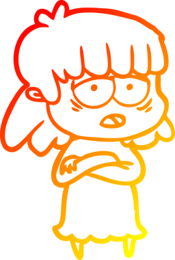 Bir insan tarafından çizilmiş, karikatür çizen, yorgun bir kadın.