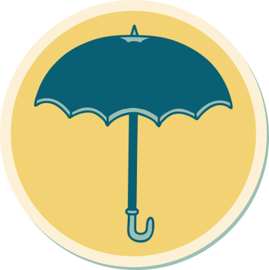 Bir insan tarafından çizilmiş geleneksel bir şemsiye stili dövme çıkartması.