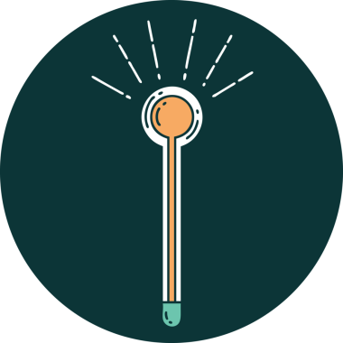 Bir insan tarafından çizilmiş dövme stili cam termometrenin simgesi