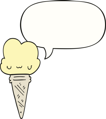 Bir insan tarafından çizilmiş yüz ifadeli çizgi film dondurması.