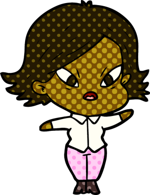 Çizgi film bir insan tarafından çizilmiş stresli kadın.