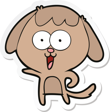 Bir insan tarafından çizilmiş şirin bir köpeğin çıkartması.