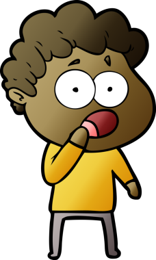 Bir insan tarafından çizilmiş bir karikatür adamı şaşkınlıkla nefes nefese kaldı.