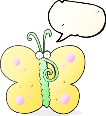 Bir insan tarafından çizilmiş serbest konuşma balonu kelebeği.