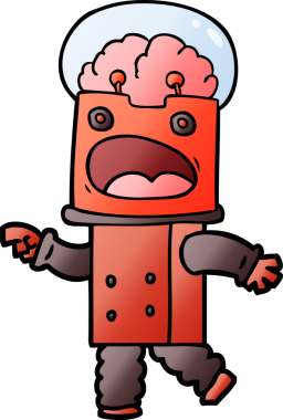 Bir insan tarafından çizilmiş çizgi film robotu