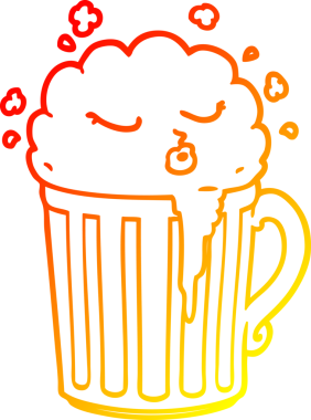 Bir insan tarafından çizilmiş bira bardağının sıcak çizgi çizimi