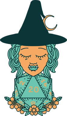 Retro Dövme Biçimi Bir insan tarafından çizilmiş 20 zarlı yarı ork sihirbazı