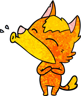 Bir insan tarafından çizilmiş tilki çizgi film karakteri