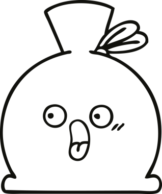 Bir insan tarafından çizilmiş çuval karikatürü.