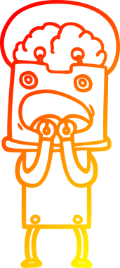 Bir insan tarafından çizilen çizgi film robotunun sıcak çizgi çizimi