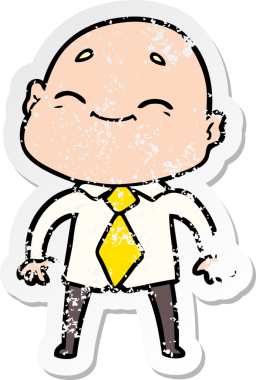 Bir insan tarafından çizilmiş mutlu, kel bir adamın sıkıntılı çıkartması.