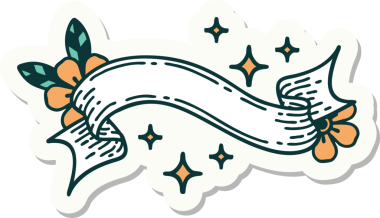 Bir insan tarafından çizilmiş yıldızların pankartına sahip dövme stili.