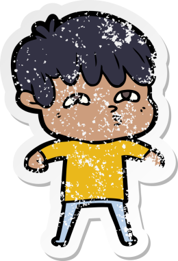 Bir insan tarafından çizilmiş garip bir adamın sıkıntılı çıkartması.