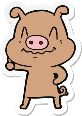 Bir insan tarafından çizilmiş sinirli bir domuzun çıkartması.