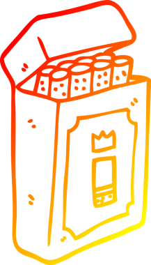 Bir insan tarafından çizilmiş bir paket sigaranın sıcak çizgi çizimi