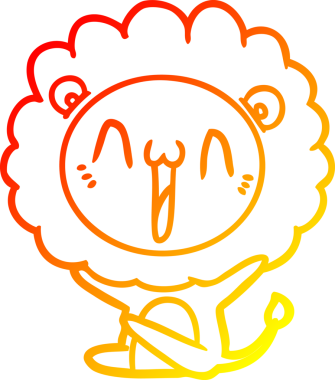 Bir insan tarafından çizilmiş mutlu çizgi film aslanının sıcak çizgi çizimi