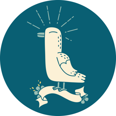 Bir insan tarafından çizilmiş dövme stili martı kuşunun simgesi