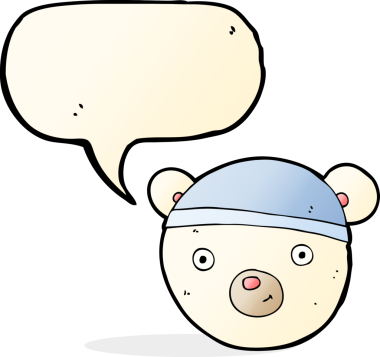 bir insan tarafından çizilmiş konuşma baloncuklu kutup ayısı yüzü.