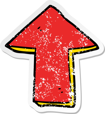 Bir insan tarafından çizilmiş ok şeklindeki karikatür çıkartması.