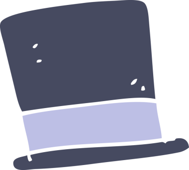 Bir insan tarafından çizilmiş silindir şapkanın düz renk çizimi