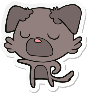 Bir insan tarafından çizilmiş bir köpeğin çıkartması.