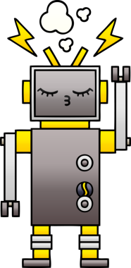 Bir insan tarafından çizilmiş bir robotun gölgelenmiş çizimi