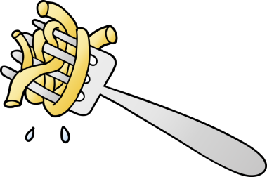 Bir insan tarafından çizilmiş çatallı spagetti.