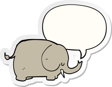 Bir insan tarafından çizilmiş balon çıkartmalı çizgi film fili.