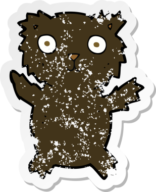 Bir insan tarafından çizilmiş karikatür kara ayısının gerilmiş çıkartması.