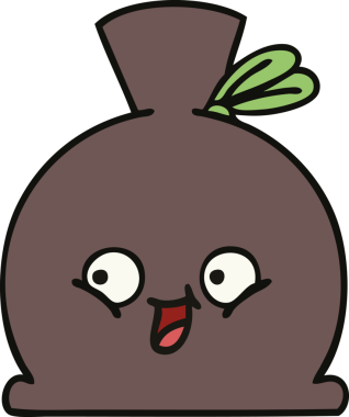 Bir insan tarafından çizilmiş şirin bir çuval karikatürü