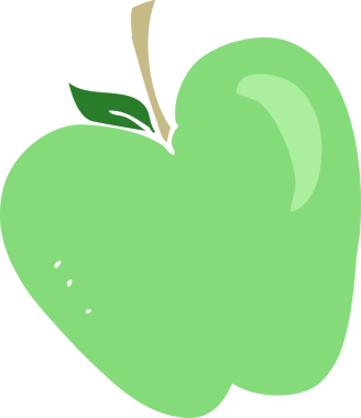 Bir insan tarafından çizilmiş elmanın düz renk çizimi