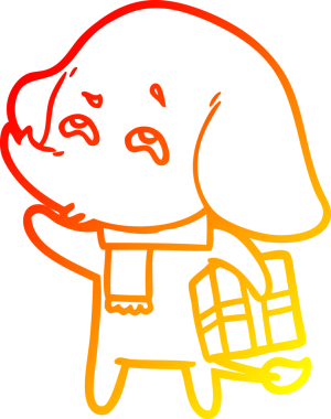 İnsan tarafından çizilmiş bir karikatür filinin sıcak çizgi çizimi.