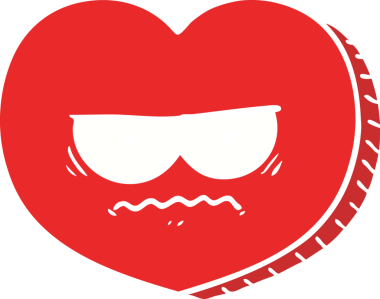 Bir insan tarafından çizilmiş düz renkli karikatür.