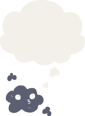 Düşünce baloncuğu olan sevimli çizgi film bulutu bir insan tarafından çizilmiş.