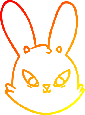 Bir insan tarafından çizilmiş tavşan suratlı çizgi film çizimi.