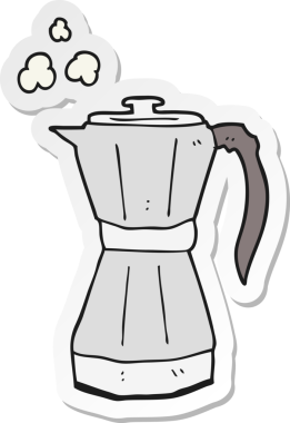 Bir insan tarafından çizilmiş karikatür fırın espresso makinesinin çıkartması.