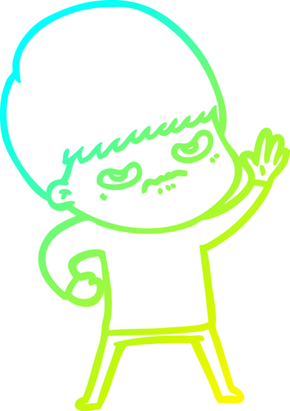 Bir insan tarafından çizilmiş kızgın bir çizgi film çocuğunun soğuk gradyan çizgisi