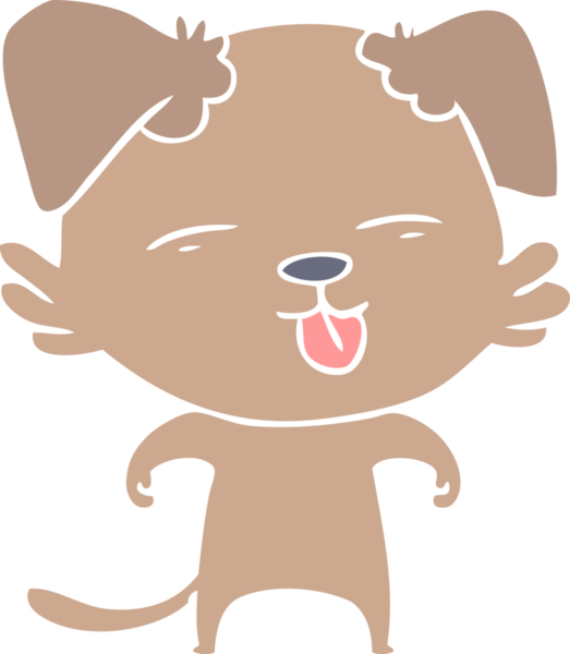 Bir insan tarafından çizilmiş düz renkli çizgi film köpeği.