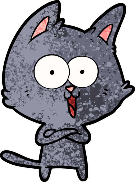 Bir insan tarafından çizilmiş komik çizgi film kedisi.