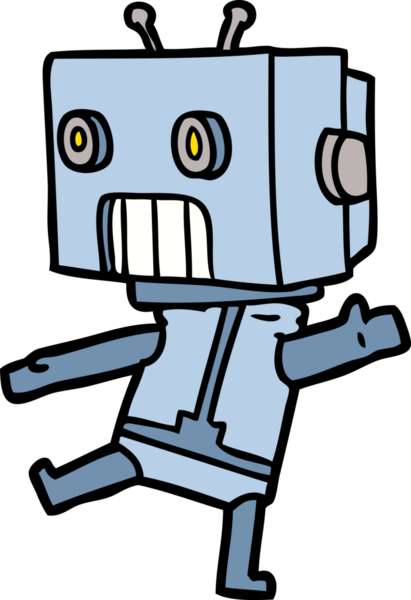 Bir insan tarafından çizilmiş çizgi film robotu