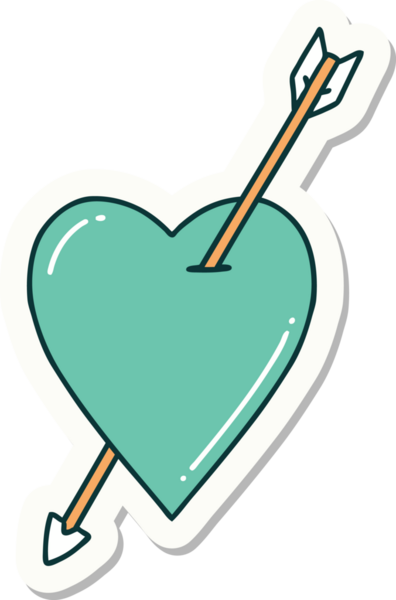 Bir insan tarafından çizilmiş ok ve kalp şeklinde dövme çıkartması.