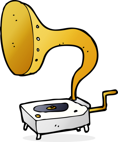 bir insan tarafından çizilmiş karikatür gramofonu