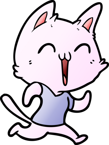 Bir insan tarafından çizilmiş mutlu çizgi film kedisi.