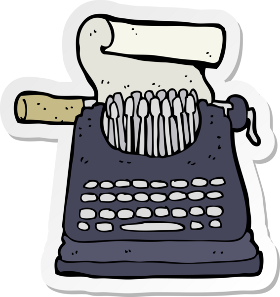 Bir insan tarafından çizilmiş karikatür daktilosunun çıkartması