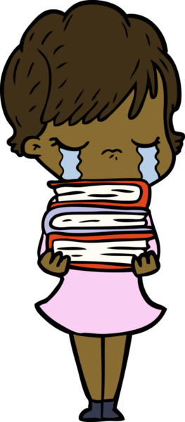 Bir insan tarafından çizilmiş ağlayan çizgi film kadını.