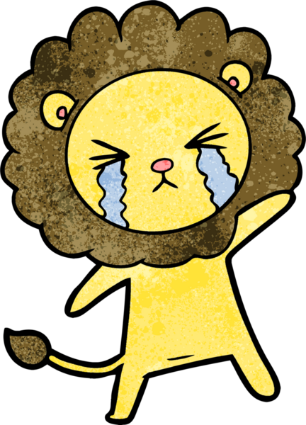 Bir insan tarafından çizilmiş ağlayan bir aslan.