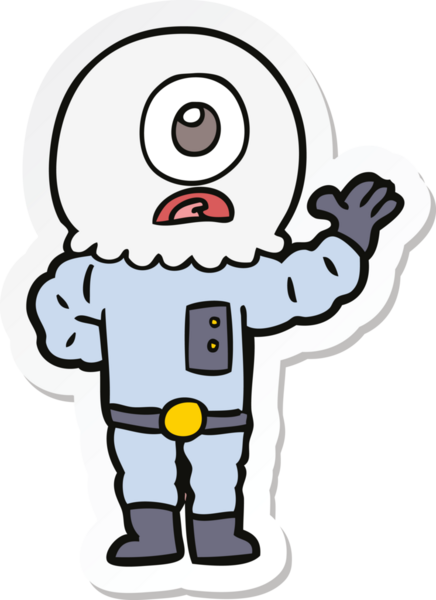 Bir insan tarafından çizilmiş uzaylı uzay adamının çizdiği Tepegöz 'ün çıkartması.